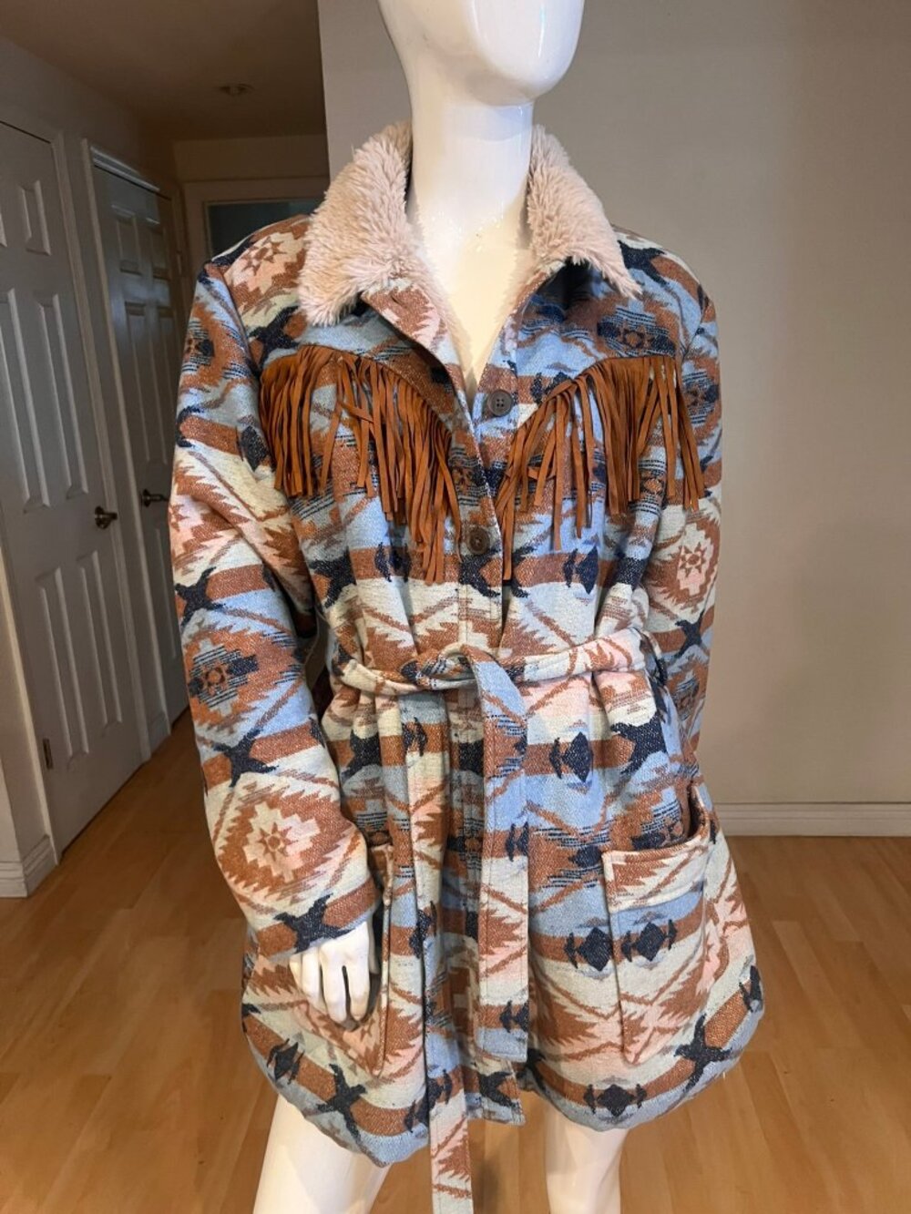 IDYLLWIND BY MIRANDA LAMBERT AZTEC FRINGE JACKET SZ 2XL / XXL